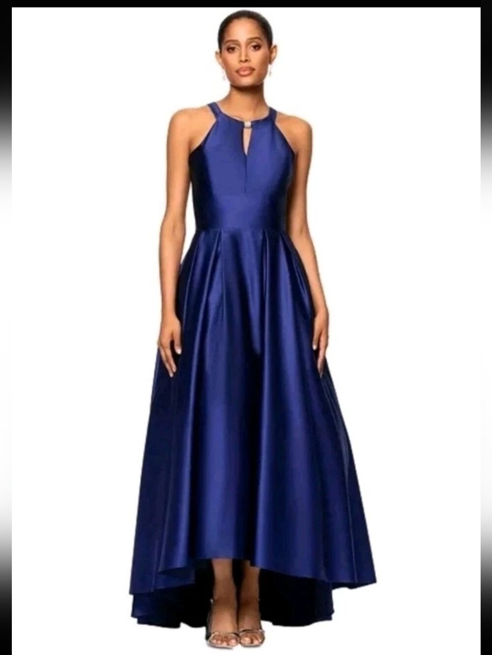 B&A by Betsy & Adam Royal Blue Satin High Low Formal Gown Dress Size 10 NWT $229